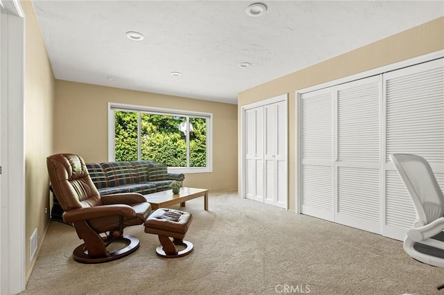 693 Old Meadow Pl, Lake Arrowhead, CA 92352 - sitting room featuring recessed lighting, visible vents, and carpet flooring