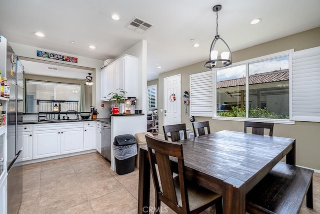 35806 Springvale Ln Unit 2, Murrieta, CA 92562 - dining room featuring recessed lighting and light tile patterned floors