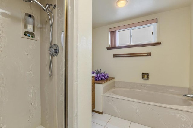 1170 Avocado Ave, Escondido, CA 92026 - full bathroom featuring a bath, tile patterned floors, and a shower stall