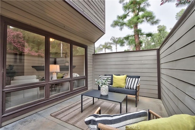 view of patio / terrace featuring an outdoor living space