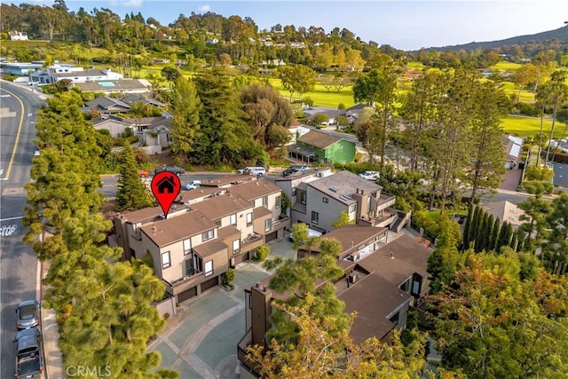 bird's eye view with a residential view