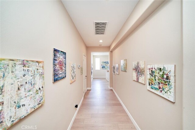 1961 W Snead St, La Habra, CA 90631 - hallway featuring baseboards, light wood-style flooring, and recessed lighting