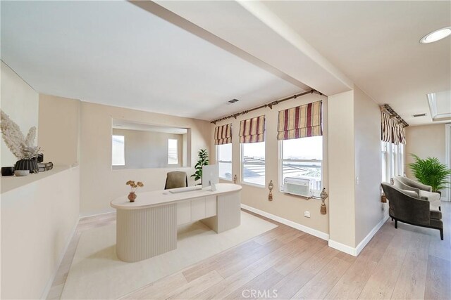 1961 W Snead St, La Habra, CA 90631 - office area with light wood finished floors, baseboards, and cooling unit