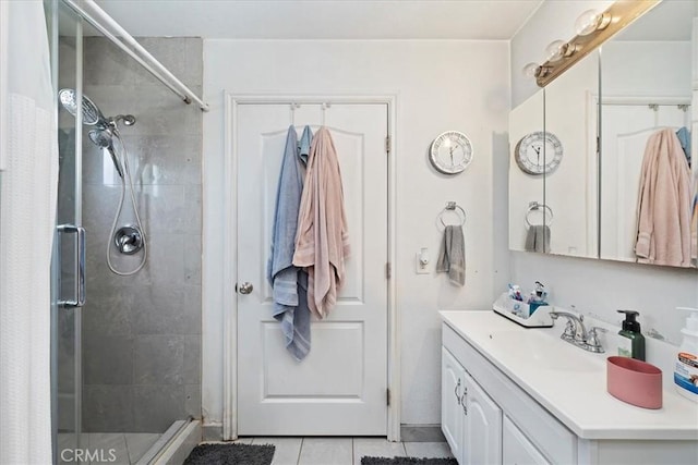 4423 N Sunflower Ave, Covina, CA 91724 - full bath with vanity, tile patterned flooring, and a stall shower
