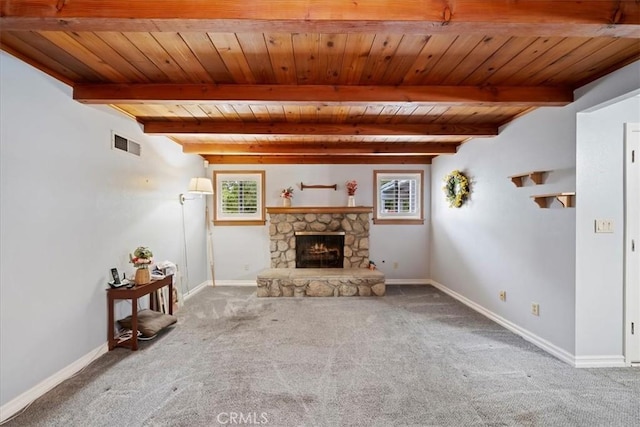 4423 N Sunflower Ave, Covina, CA 91724 - living room featuring plenty of natural light, wooden ceiling, visible vents, and carpet floors