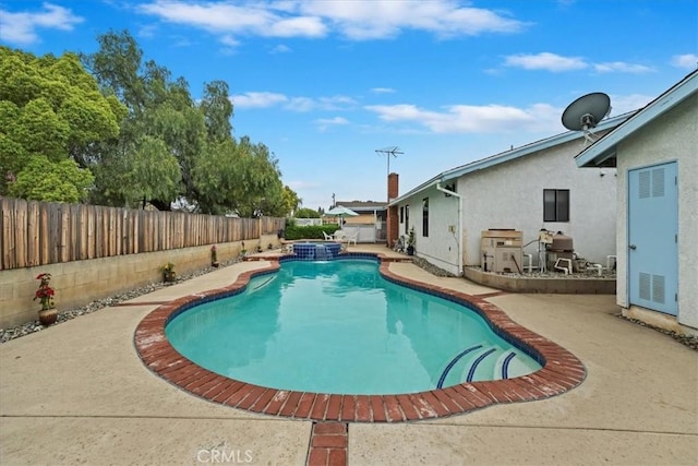 4423 N Sunflower Ave, Covina, CA 91724 - view of swimming pool with a fenced backyard, a patio, and a pool with connected hot tub