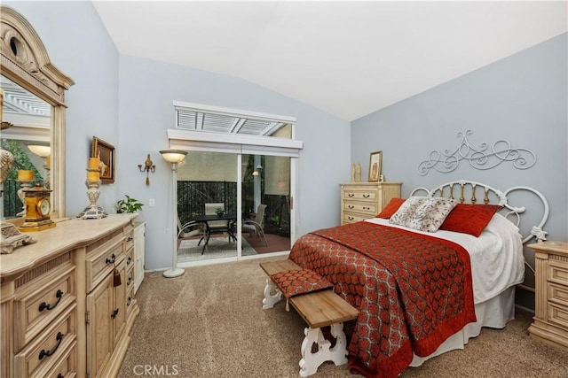 40310 Via Tonada, Murrieta, CA 92562 - bedroom with multiple windows, light carpet, lofted ceiling, and access to exterior