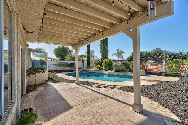 view of swimming pool with a patio and a fenced backyard