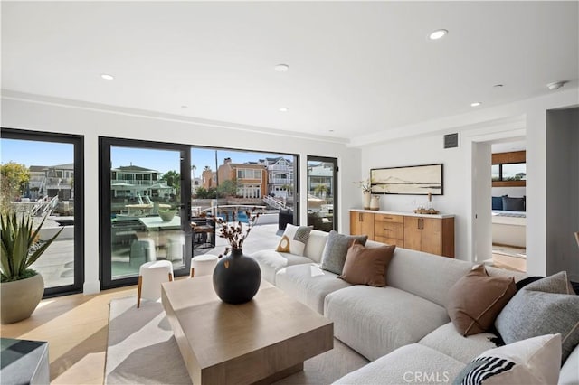 4017 Channel Pl, Newport Beach, CA 92663 - living room with visible vents and recessed lighting