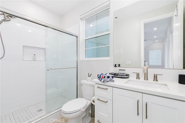 102 Pattern, Irvine, CA 92618 - full bath with vanity, recessed lighting, a shower stall, and toilet