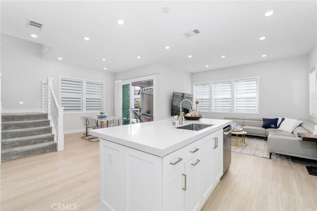 102 Pattern, Irvine, CA 92618 - kitchen with plenty of natural light, visible vents, a sink, light wood-type flooring, and open floor plan