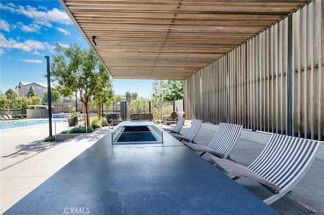 102 Pattern, Irvine, CA 92618 - view of patio / terrace with fence, a fenced in pool, and a fire pit
