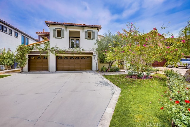 44 Water Lily Way, Coto De Caza, CA 92679 - mediterranean / spanish home with stucco siding, a tile roof, driveway, and a balcony