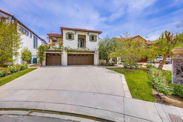 44 Water Lily Way, Coto De Caza, CA 92679 - mediterranean / spanish home with a tiled roof, driveway, an attached garage, a balcony, and stucco siding