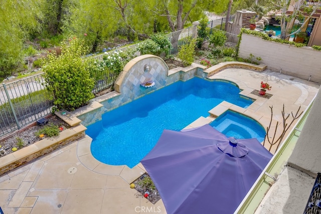44 Water Lily Way, Coto De Caza, CA 92679 - view of pool with a patio area, a pool with connected hot tub, and a fenced backyard