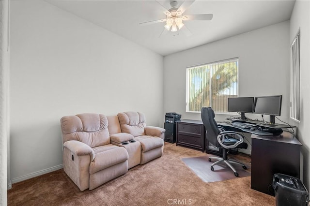 7625 Pinon Dr, Yucca Valley, CA 92284 - office featuring carpet and a ceiling fan