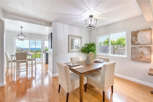 22911 Via Santiago, Mission Viejo, CA 92691 - dining area with baseboards, an inviting chandelier, and plenty of natural light