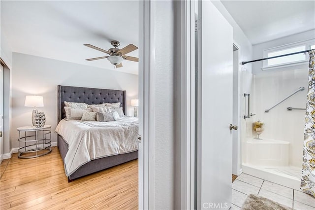 22911 Via Santiago, Mission Viejo, CA 92691 - bedroom featuring ceiling fan and light wood finished floors