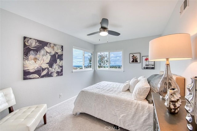 22911 Via Santiago, Mission Viejo, CA 92691 - bedroom with baseboards, visible vents, a ceiling fan, and carpet floors