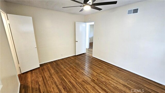 1060 Newhill St, Glendora, CA 91741 - unfurnished bedroom with wood finished floors, visible vents, a ceiling fan, and baseboards