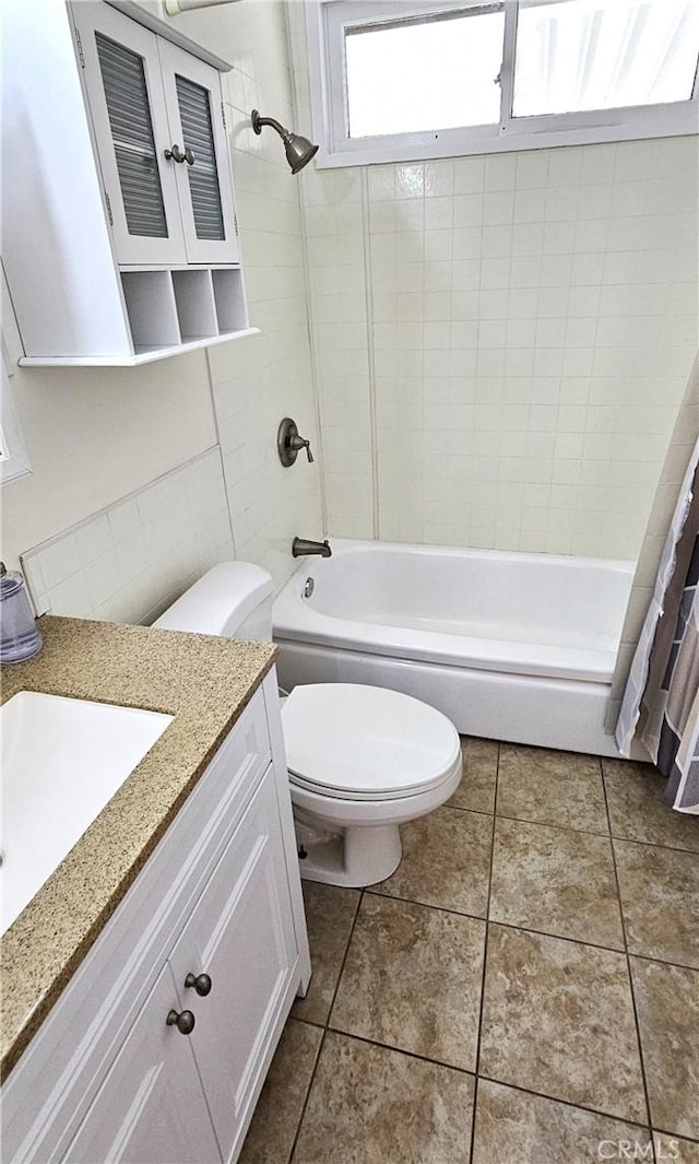 1060 Newhill St, Glendora, CA 91741 - bathroom featuring shower / bathing tub combination, vanity, toilet, and tile patterned floors