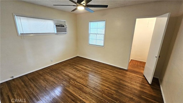 1060 Newhill St, Glendora, CA 91741 - spare room with wood finished floors, a ceiling fan, a wall unit AC, and baseboards