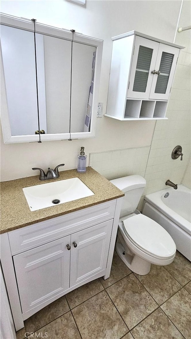 1060 Newhill St, Glendora, CA 91741 - bathroom with tile patterned flooring, toilet, shower / tub combination, and vanity