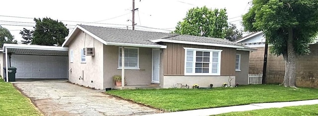 1060 Newhill St, Glendora, CA 91741 - view of front of home with aphalt driveway, a front yard, stucco siding, and a garage