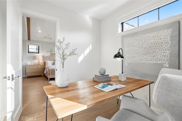 office space featuring a wealth of natural light and wood finished floors