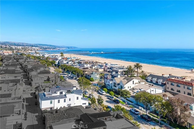 aerial view with a beach view and a water view