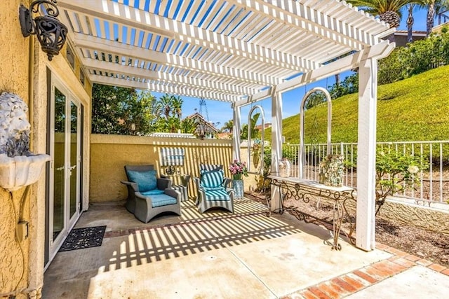 9 Gema, San Clemente, CA 92672 - view of patio / terrace with fence and a pergola