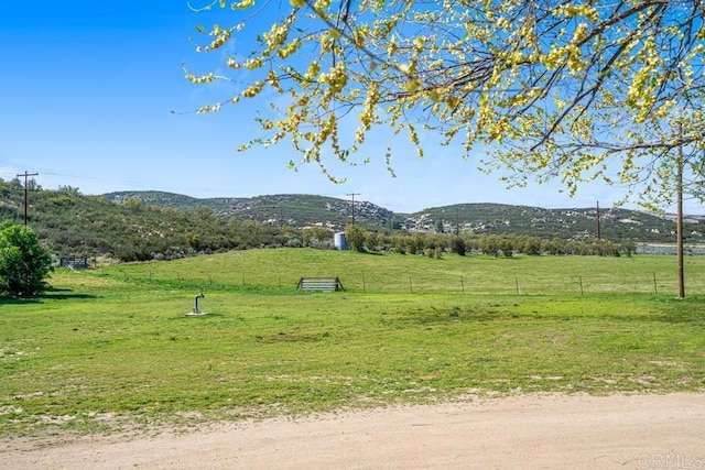 view of mountain feature featuring a rural view