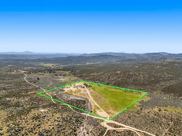 2815 Miller Valley Rd, Pine Valley, CA 91962 - aerial view of sparsely populated area with mountains and property parcel outlined