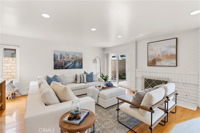 living room with recessed lighting