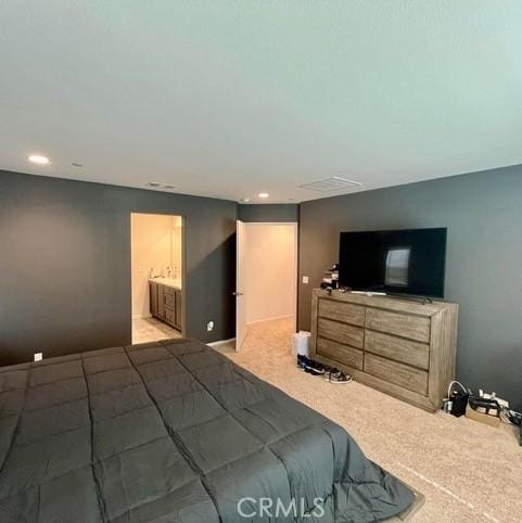 2819 La Calle Sabio Ave, Rosamond, CA 93560 - bedroom featuring carpet floors, recessed lighting, and ensuite bathroom