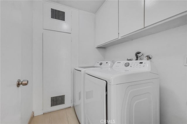 630 E Acacia Ave Unit 6, Glendale, CA 91205 - washroom featuring light tile patterned floors, visible vents, cabinet space, and washer and dryer