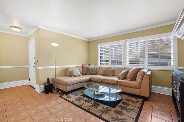 11 Northwind Ct Unit 41, Newport Beach, CA 92663 - living room featuring ornamental molding and tile patterned flooring