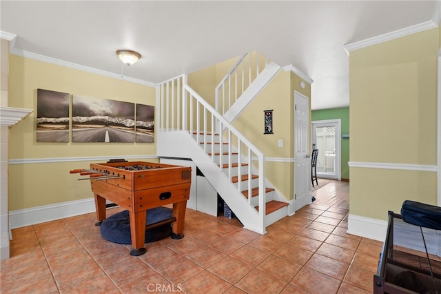 11 Northwind Ct Unit 41, Newport Beach, CA 92663 - game room with crown molding and tile patterned floors