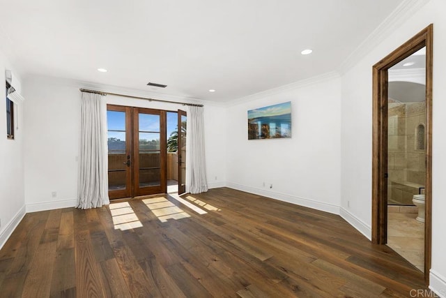 5015 Rancho Quinta Bnd, San Diego, CA 92130 - unfurnished room featuring french doors, crown molding, wood finished floors, and recessed lighting