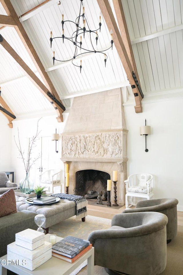 233 Hillside Rd, South Pasadena, CA 91030 - living room featuring a chandelier and a fireplace