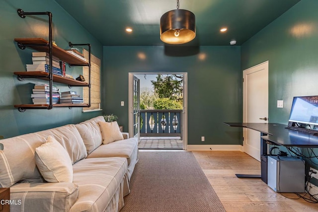 233 Hillside Rd, South Pasadena, CA 91030 - living area featuring wood finished floors, recessed lighting, and baseboards