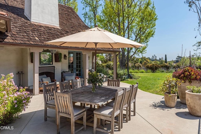 233 Hillside Rd, South Pasadena, CA 91030 - view of patio featuring an outdoor fireplace and outdoor dining space