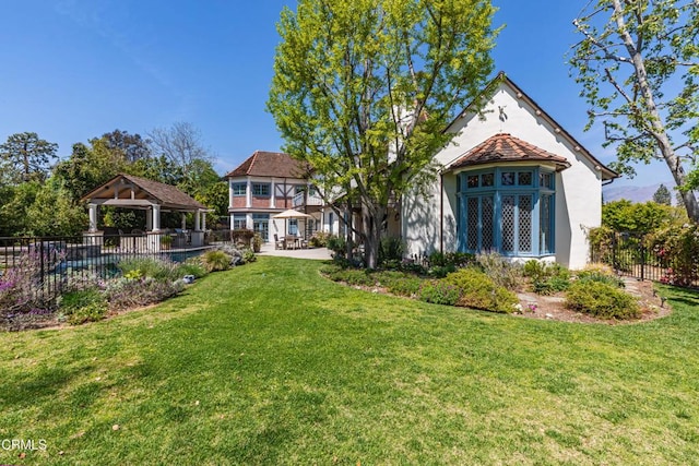 233 Hillside Rd, South Pasadena, CA 91030 - back of house with a gazebo, stucco siding, and a patio area