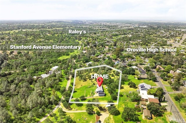 43 Zepher Way, Oroville, CA 95966 - aerial view of property and surrounding area featuring property parcel outlined