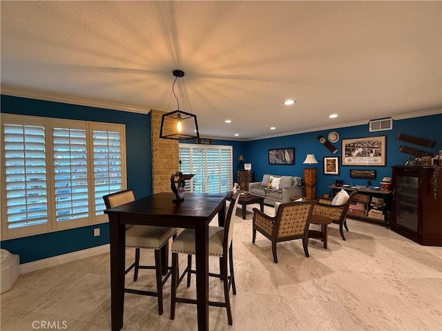 9033 Mandarin Ave, Rancho Cucamonga, CA 91701 - dining room with ornamental molding, recessed lighting, and baseboards