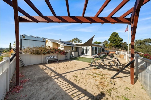 12521 Mcferon Rd, Poway, CA 92064 - fenced backyard with a pergola and a patio