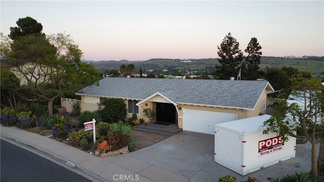 12521 Mcferon Rd, Poway, CA 92064 - view of front of home with a garage, driveway, and a shingled roof