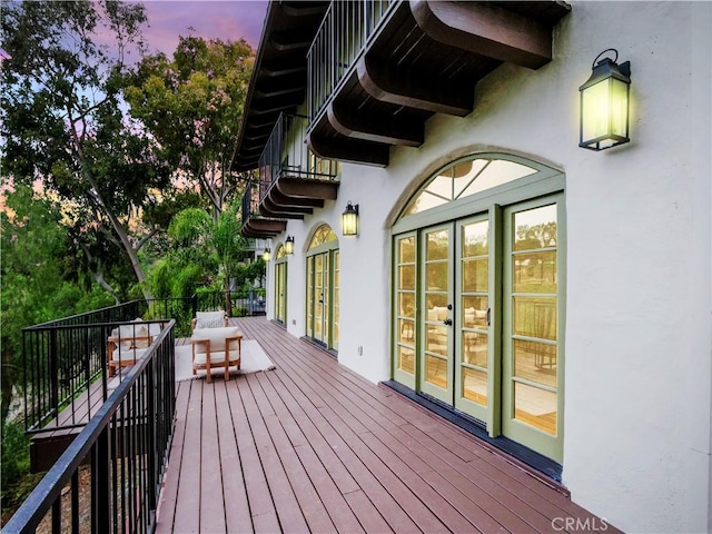 4300 Via Alondra, Palos Verdes Estates, CA 90274 - deck at dusk with french doors