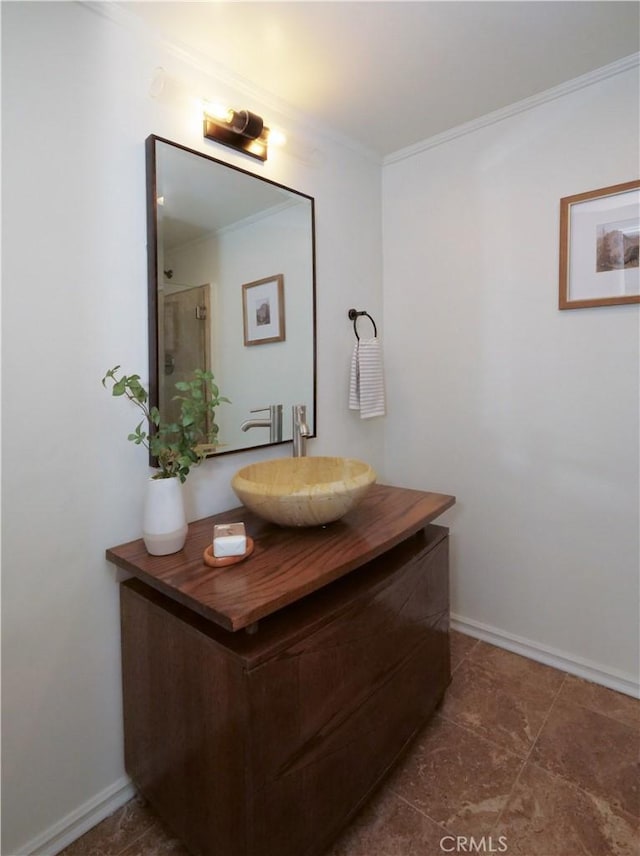 4300 Via Alondra, Palos Verdes Estates, CA 90274 - bathroom with tile patterned floors, vanity, ornamental molding, and baseboards