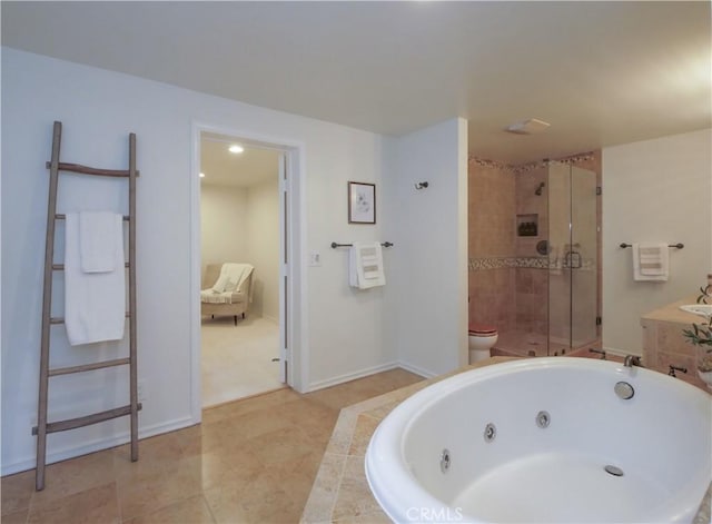 4300 Via Alondra, Palos Verdes Estates, CA 90274 - bathroom featuring toilet, a shower stall, a whirlpool tub, and recessed lighting